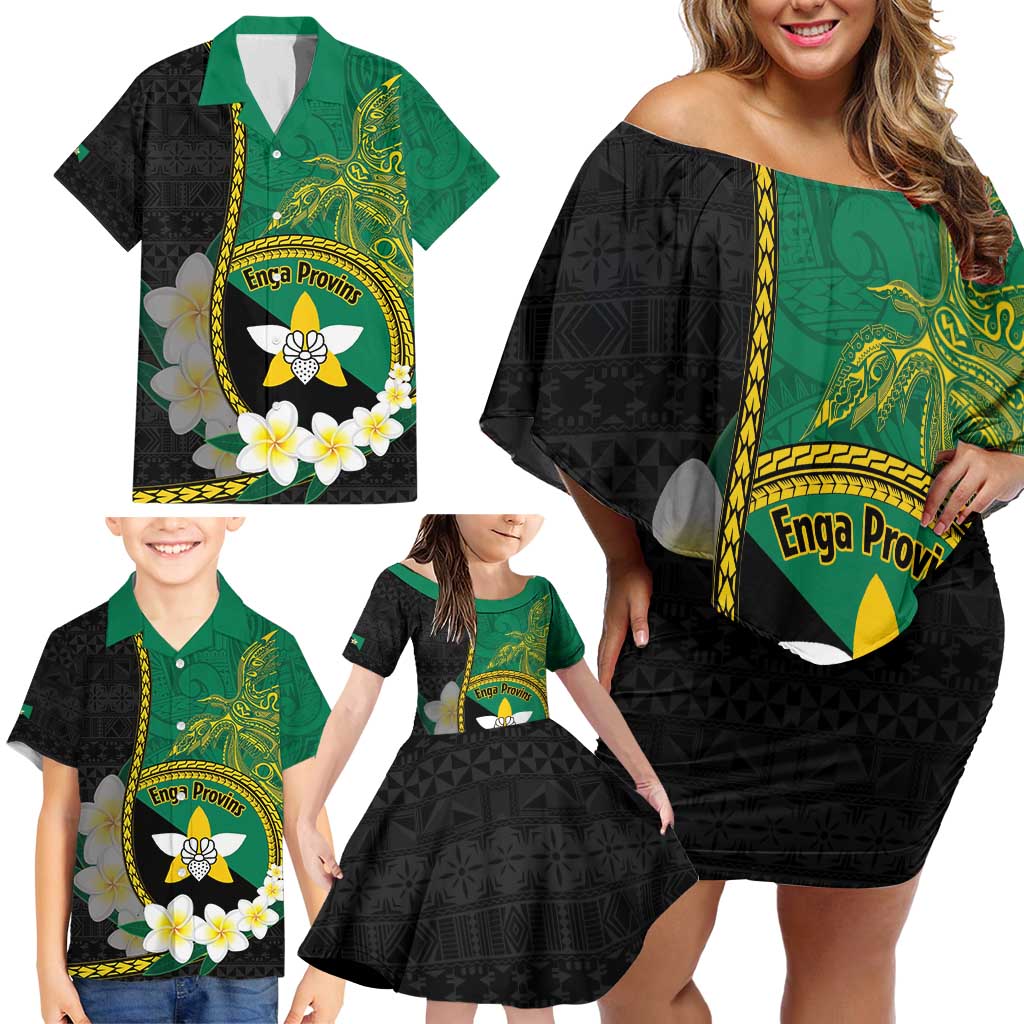 Personalised PNG Enga Provins Family Matching Off Shoulder Short Dress and Hawaiian Shirt Papua New Guinea Plumeria Melanesian Pattern - Aussie Hoodie