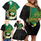 Personalised PNG Enga Provins Family Matching Off Shoulder Short Dress and Hawaiian Shirt Papua New Guinea Plumeria Melanesian Pattern - Aussie Hoodie
