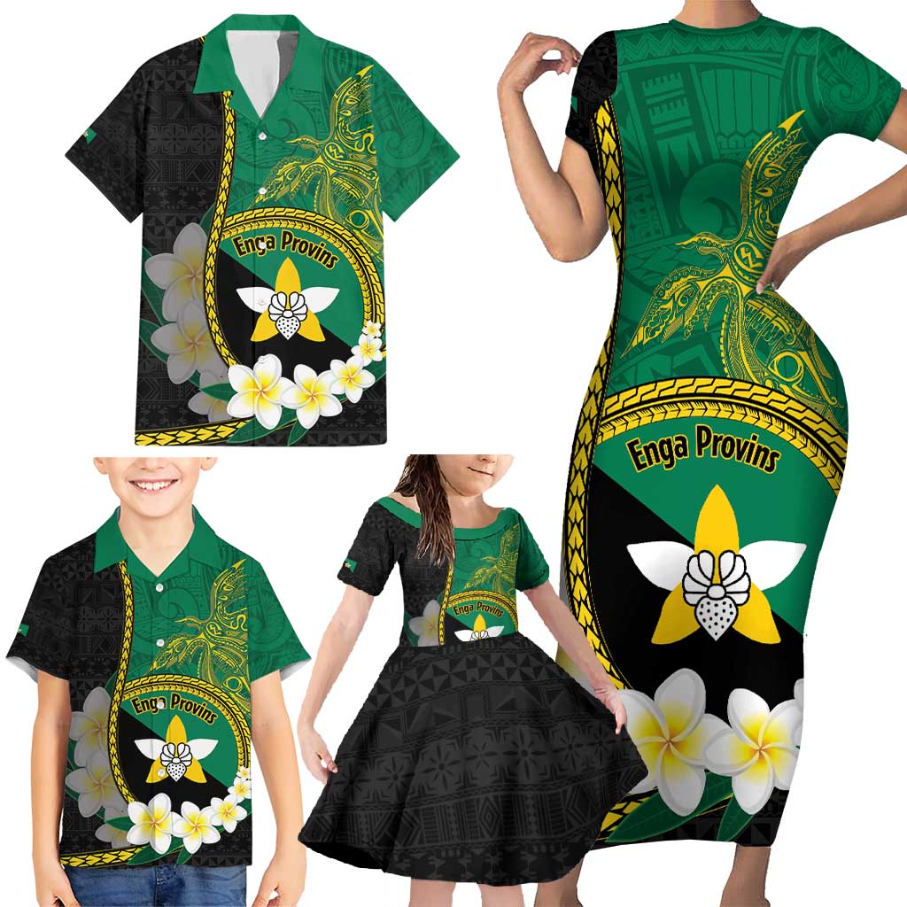 Personalised PNG Enga Provins Family Matching Short Sleeve Bodycon Dress and Hawaiian Shirt Papua New Guinea Plumeria Melanesian Pattern - Aussie Hoodie