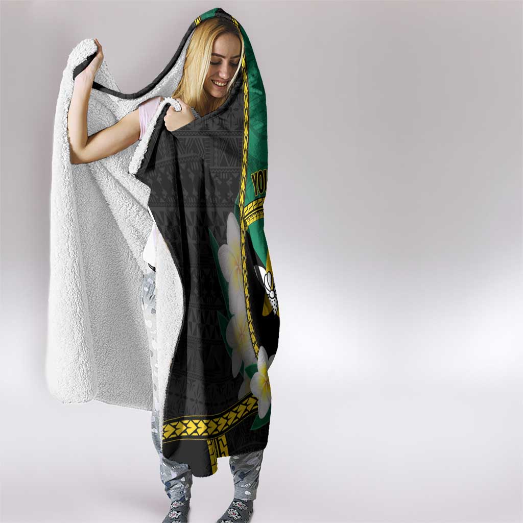 Personalised PNG Enga Provins Hooded Blanket Papua New Guinea Plumeria Melanesian Pattern - Aussie Hoodie