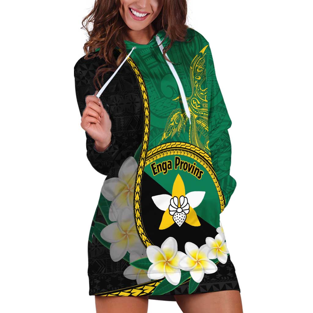 Personalised PNG Enga Provins Hoodie Dress Papua New Guinea Plumeria Melanesian Pattern - Aussie Hoodie