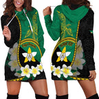 Personalised PNG Enga Provins Hoodie Dress Papua New Guinea Plumeria Melanesian Pattern - Aussie Hoodie