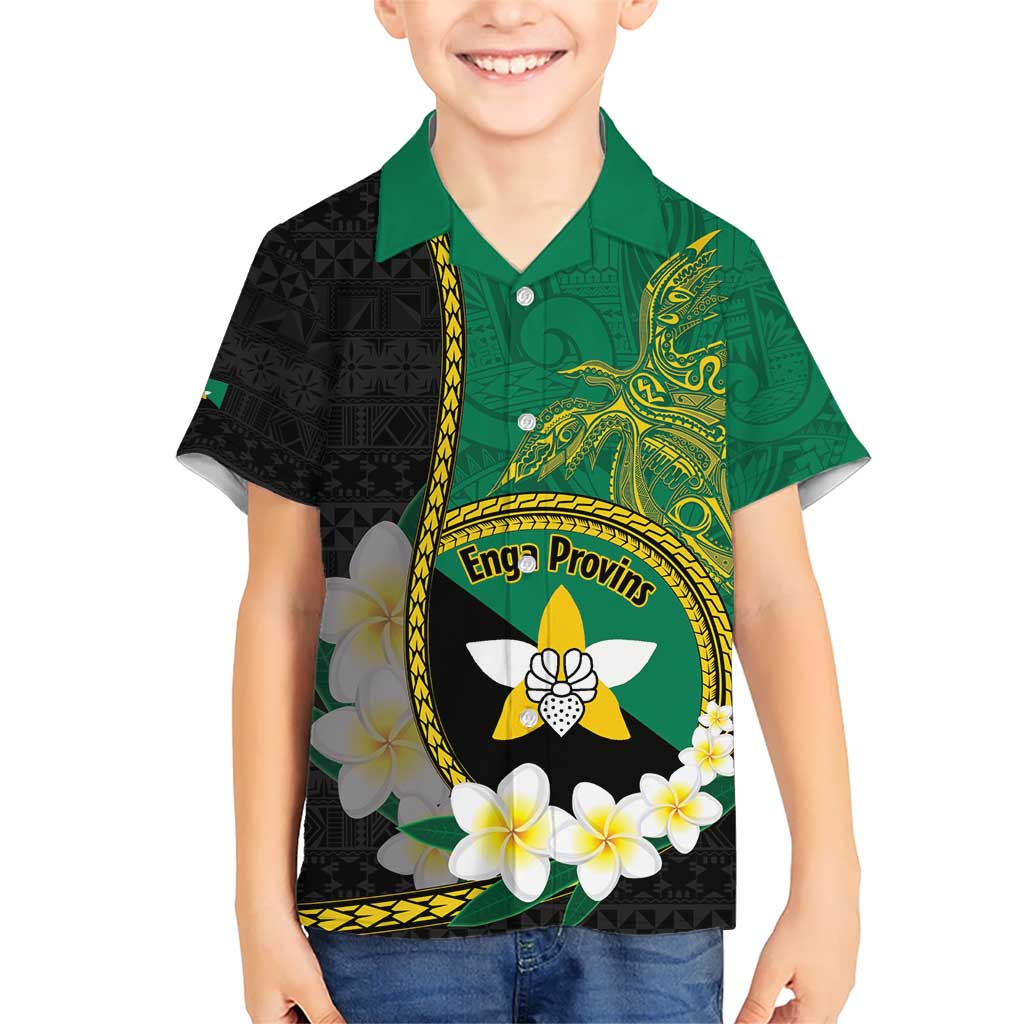 Personalised PNG Enga Provins Kid Hawaiian Shirt Papua New Guinea Plumeria Melanesian Pattern - Aussie Hoodie