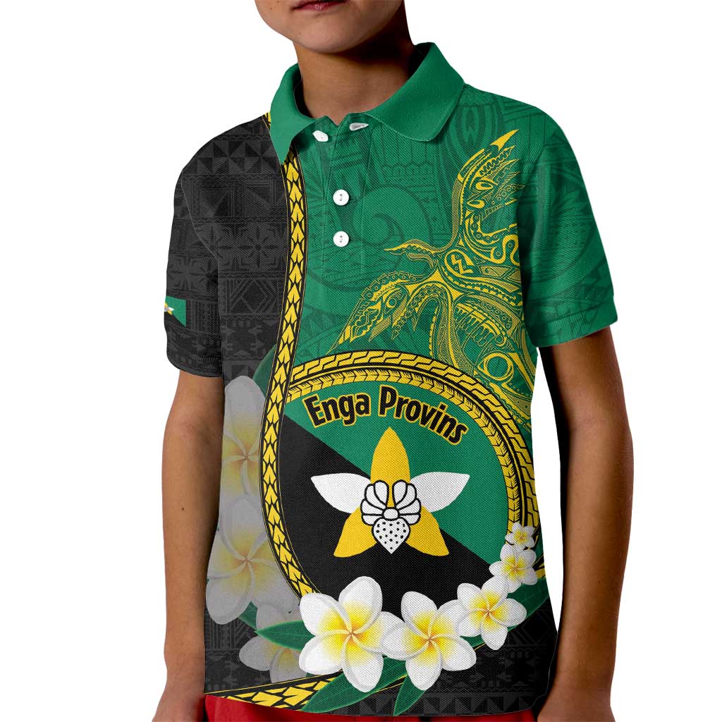 Personalised PNG Enga Provins Kid Polo Shirt Papua New Guinea Plumeria Melanesian Pattern - Aussie Hoodie