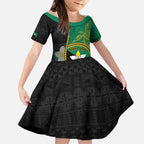 Personalised PNG Enga Provins Kid Short Sleeve Dress Papua New Guinea Plumeria Melanesian Pattern - Aussie Hoodie