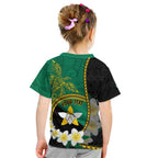 Personalised PNG Enga Provins Kid T Shirt Papua New Guinea Plumeria Melanesian Pattern - Aussie Hoodie