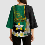 Personalised PNG Enga Provins Kimono Sleeve Blouse Papua New Guinea Plumeria Melanesian Pattern - Aussie Hoodie
