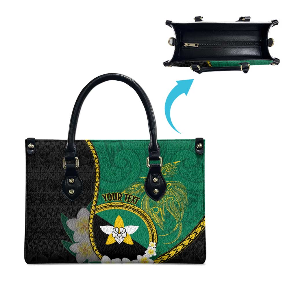 Personalised PNG Enga Provins Leather Bag Papua New Guinea Plumeria Melanesian Pattern - Aussie Hoodie