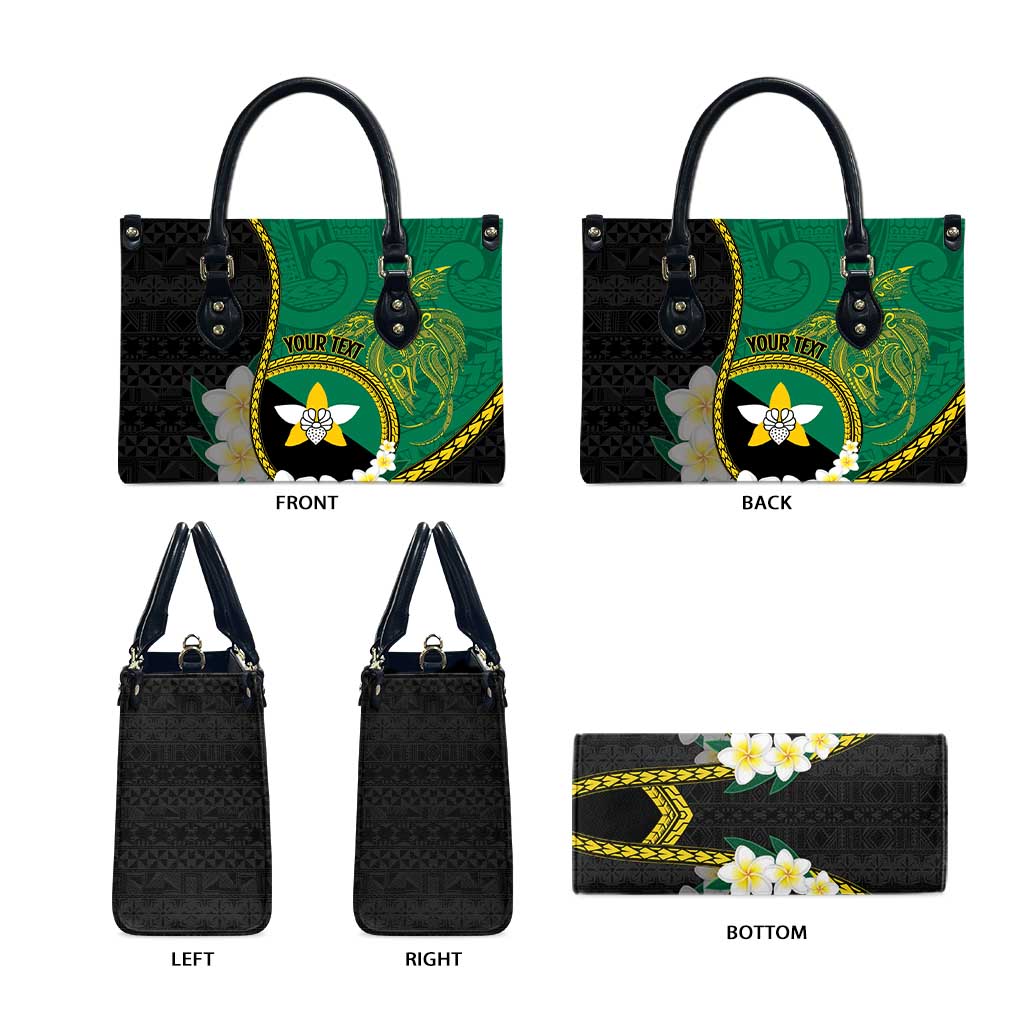 Personalised PNG Enga Provins Leather Bag Papua New Guinea Plumeria Melanesian Pattern - Aussie Hoodie