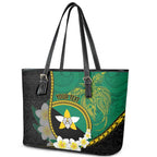 Personalised PNG Enga Provins Leather Tote Bag Papua New Guinea Plumeria Melanesian Pattern - Aussie Hoodie