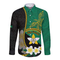 Personalised PNG Enga Provins Long Sleeve Button Shirt Papua New Guinea Plumeria Melanesian Pattern - Aussie Hoodie