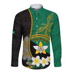 Personalised PNG Enga Provins Long Sleeve Button Shirt Papua New Guinea Plumeria Melanesian Pattern - Aussie Hoodie