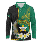 Personalised PNG Enga Provins Long Sleeve Polo Shirt Papua New Guinea Plumeria Melanesian Pattern - Aussie Hoodie