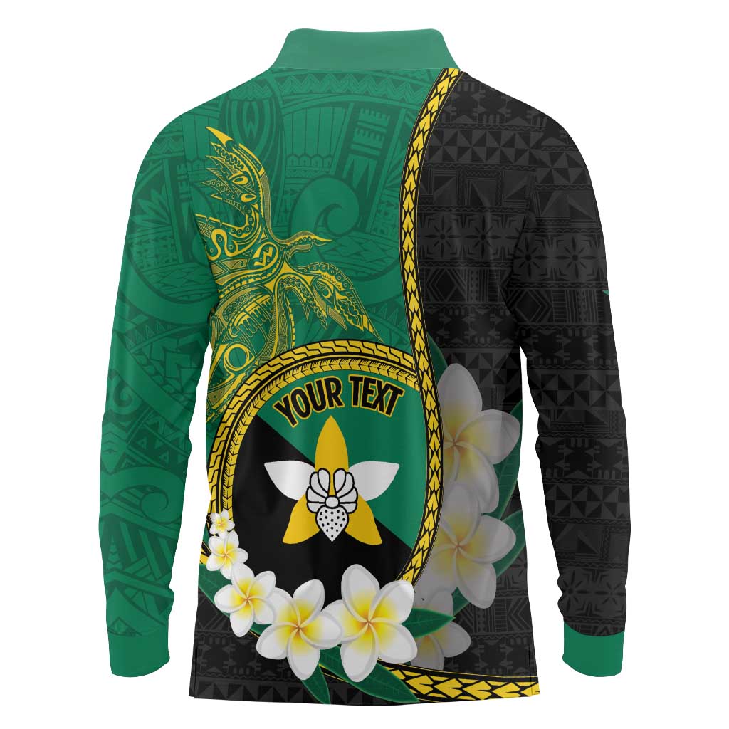 Personalised PNG Enga Provins Long Sleeve Polo Shirt Papua New Guinea Plumeria Melanesian Pattern - Aussie Hoodie