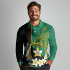 Personalised PNG Enga Provins Long Sleeve Polo Shirt Papua New Guinea Plumeria Melanesian Pattern - Aussie Hoodie