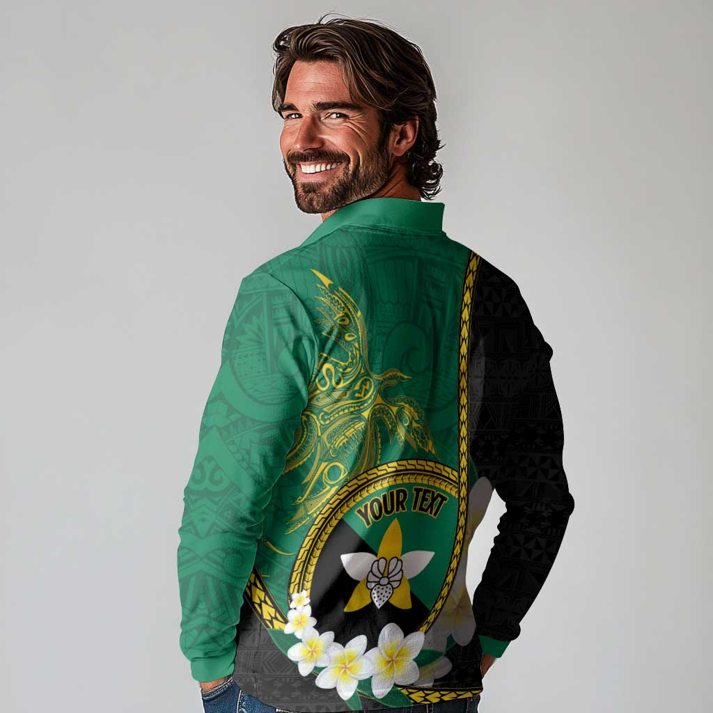 Personalised PNG Enga Provins Long Sleeve Polo Shirt Papua New Guinea Plumeria Melanesian Pattern - Aussie Hoodie