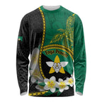 Personalised PNG Enga Provins Long Sleeve Shirt Papua New Guinea Plumeria Melanesian Pattern - Aussie Hoodie