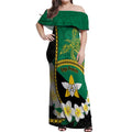 Personalised PNG Enga Provins Off Shoulder Maxi Dress Papua New Guinea Plumeria Melanesian Pattern - Aussie Hoodie
