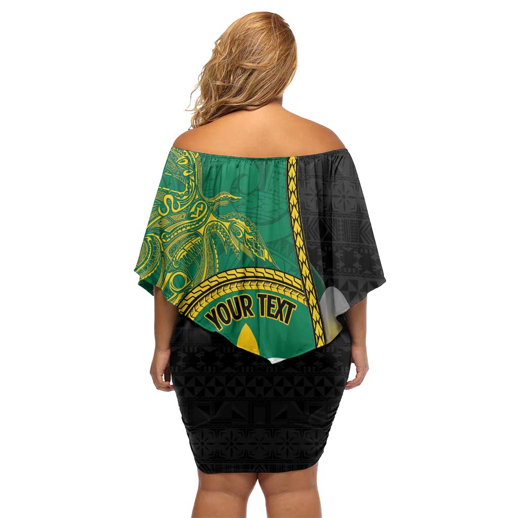 Personalised PNG Enga Provins Off Shoulder Short Dress Papua New Guinea Plumeria Melanesian Pattern - Aussie Hoodie