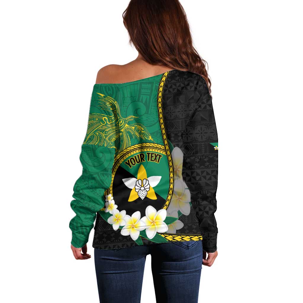 Personalised PNG Enga Provins Off Shoulder Sweater Papua New Guinea Plumeria Melanesian Pattern - Aussie Hoodie