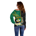 Personalised PNG Enga Provins Off Shoulder Sweater Papua New Guinea Plumeria Melanesian Pattern - Aussie Hoodie