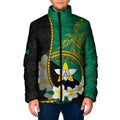 Personalised PNG Enga Provins Padded Jacket Papua New Guinea Plumeria Melanesian Pattern - Aussie Hoodie