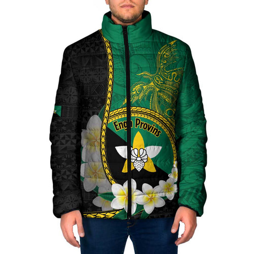 Personalised PNG Enga Provins Padded Jacket Papua New Guinea Plumeria Melanesian Pattern - Aussie Hoodie