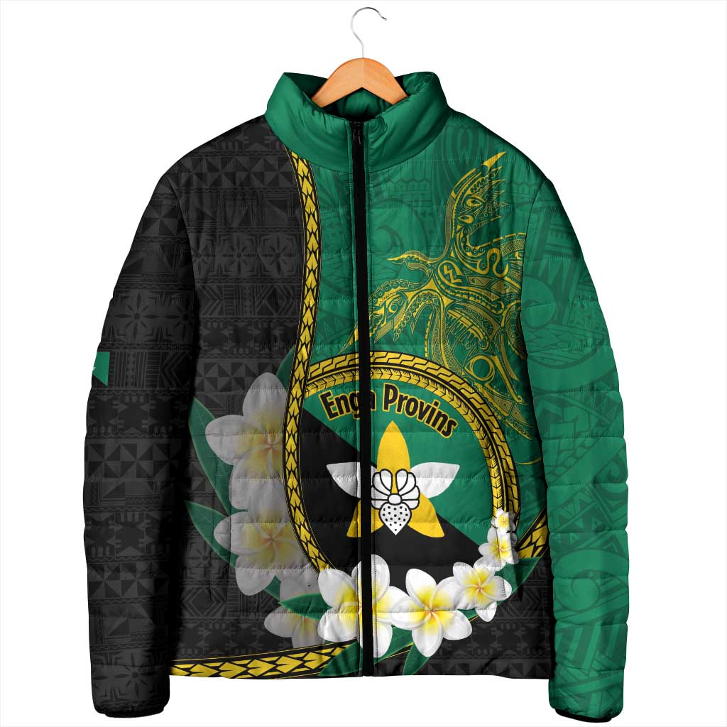Personalised PNG Enga Provins Padded Jacket Papua New Guinea Plumeria Melanesian Pattern - Aussie Hoodie