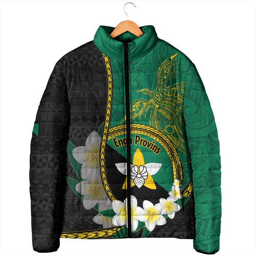 Personalised PNG Enga Provins Padded Jacket Papua New Guinea Plumeria Melanesian Pattern - Aussie Hoodie