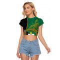 Personalised PNG Enga Provins Raglan Cropped T Shirt Papua New Guinea Plumeria Melanesian Pattern - Aussie Hoodie