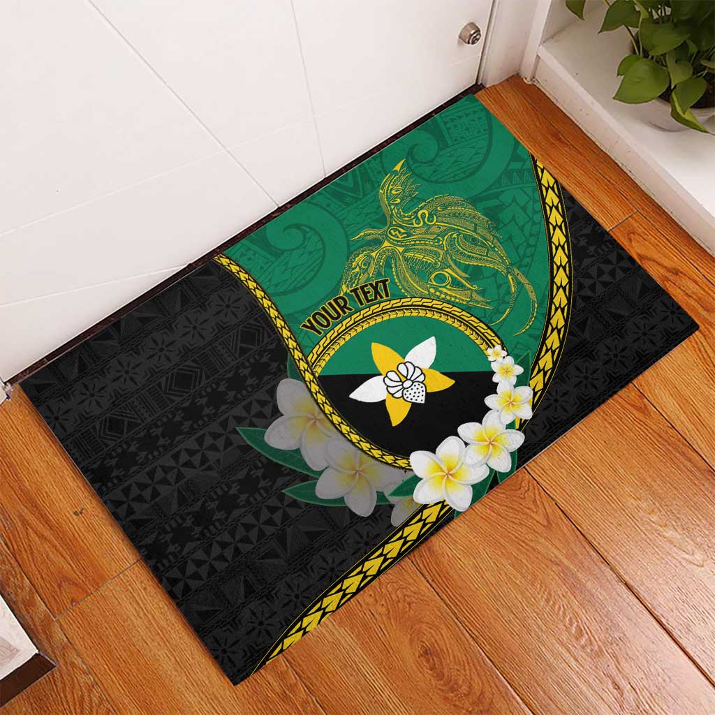 Personalised PNG Enga Provins Rubber Doormat Papua New Guinea Plumeria Melanesian Pattern - Aussie Hoodie