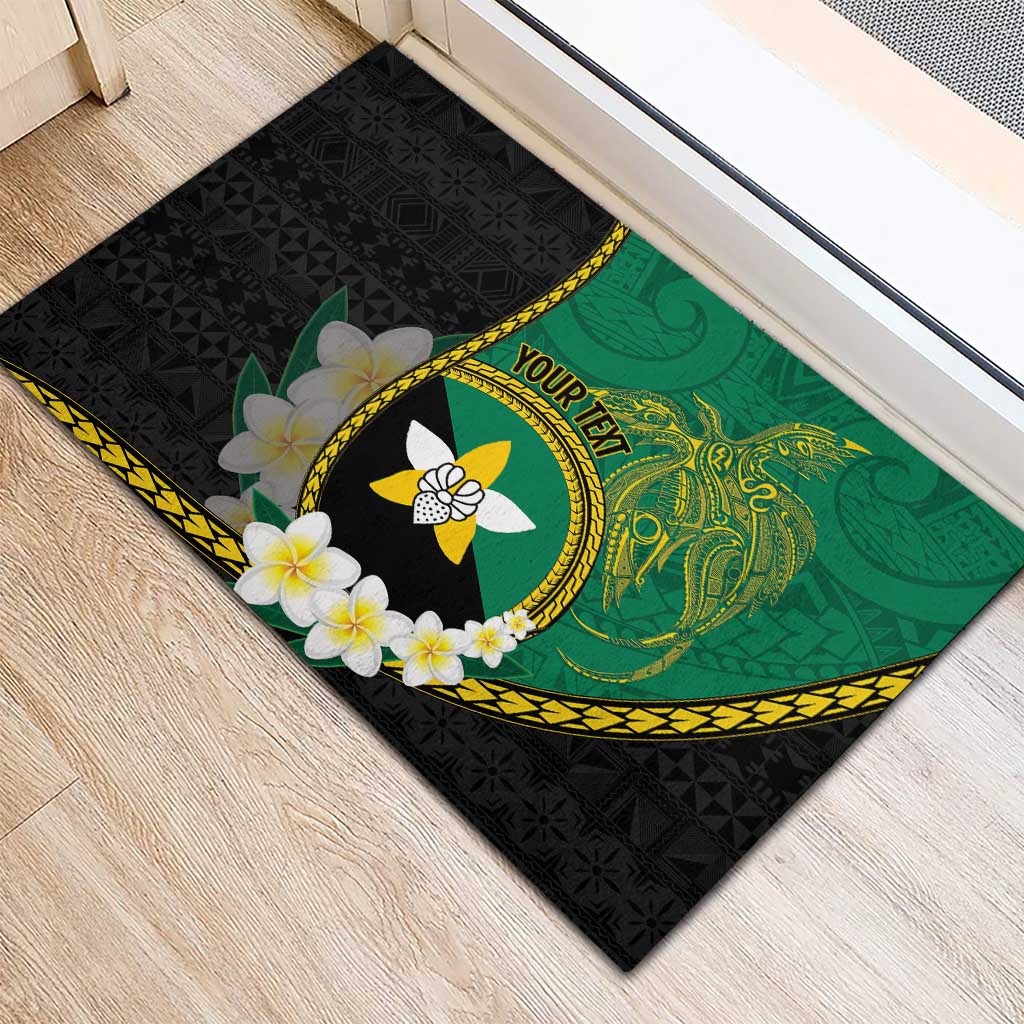 Personalised PNG Enga Provins Rubber Doormat Papua New Guinea Plumeria Melanesian Pattern - Aussie Hoodie