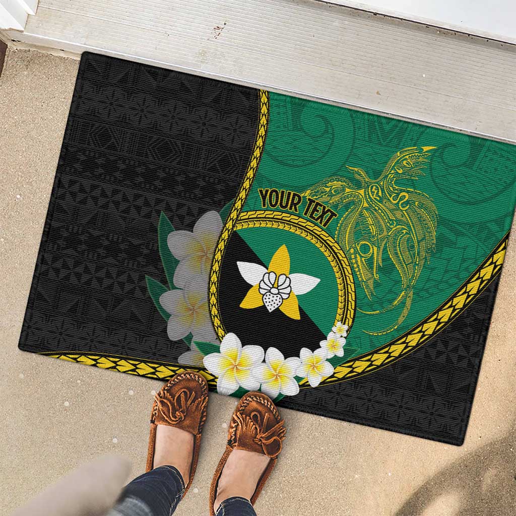 Personalised PNG Enga Provins Rubber Doormat Papua New Guinea Plumeria Melanesian Pattern - Aussie Hoodie