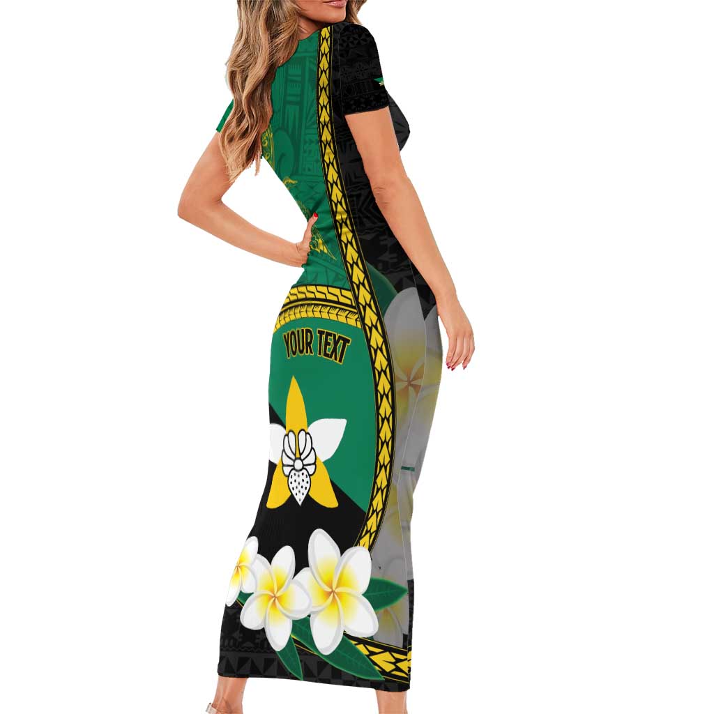 Personalised PNG Enga Provins Short Sleeve Bodycon Dress Papua New Guinea Plumeria Melanesian Pattern - Aussie Hoodie