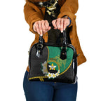 Personalised PNG Enga Provins Shoulder Handbag Papua New Guinea Plumeria Melanesian Pattern - Aussie Hoodie
