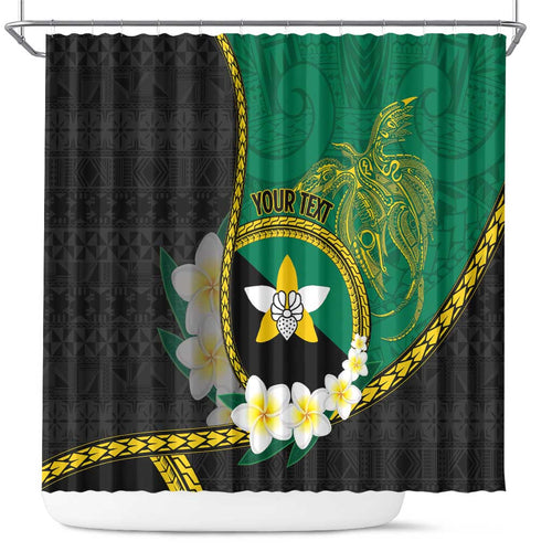 Personalised PNG Enga Provins Shower Curtain Papua New Guinea Plumeria Melanesian Pattern - Aussie Hoodie