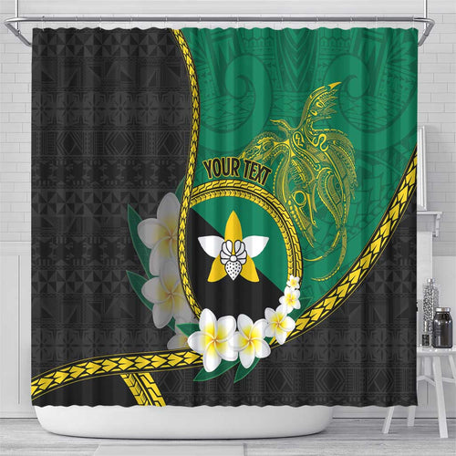 Personalised PNG Enga Provins Shower Curtain Papua New Guinea Plumeria Melanesian Pattern - Aussie Hoodie