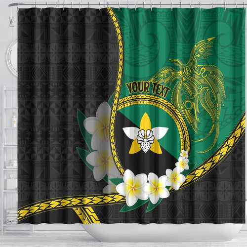 Personalised PNG Enga Provins Shower Curtain Papua New Guinea Plumeria Melanesian Pattern - Aussie Hoodie