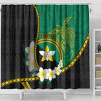 Personalised PNG Enga Provins Shower Curtain Papua New Guinea Plumeria Melanesian Pattern - Aussie Hoodie