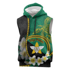 Personalised PNG Enga Provins Sleeveless Hoodie Papua New Guinea Plumeria Melanesian Pattern - Aussie Hoodie