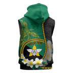 Personalised PNG Enga Provins Sleeveless Hoodie Papua New Guinea Plumeria Melanesian Pattern - Aussie Hoodie