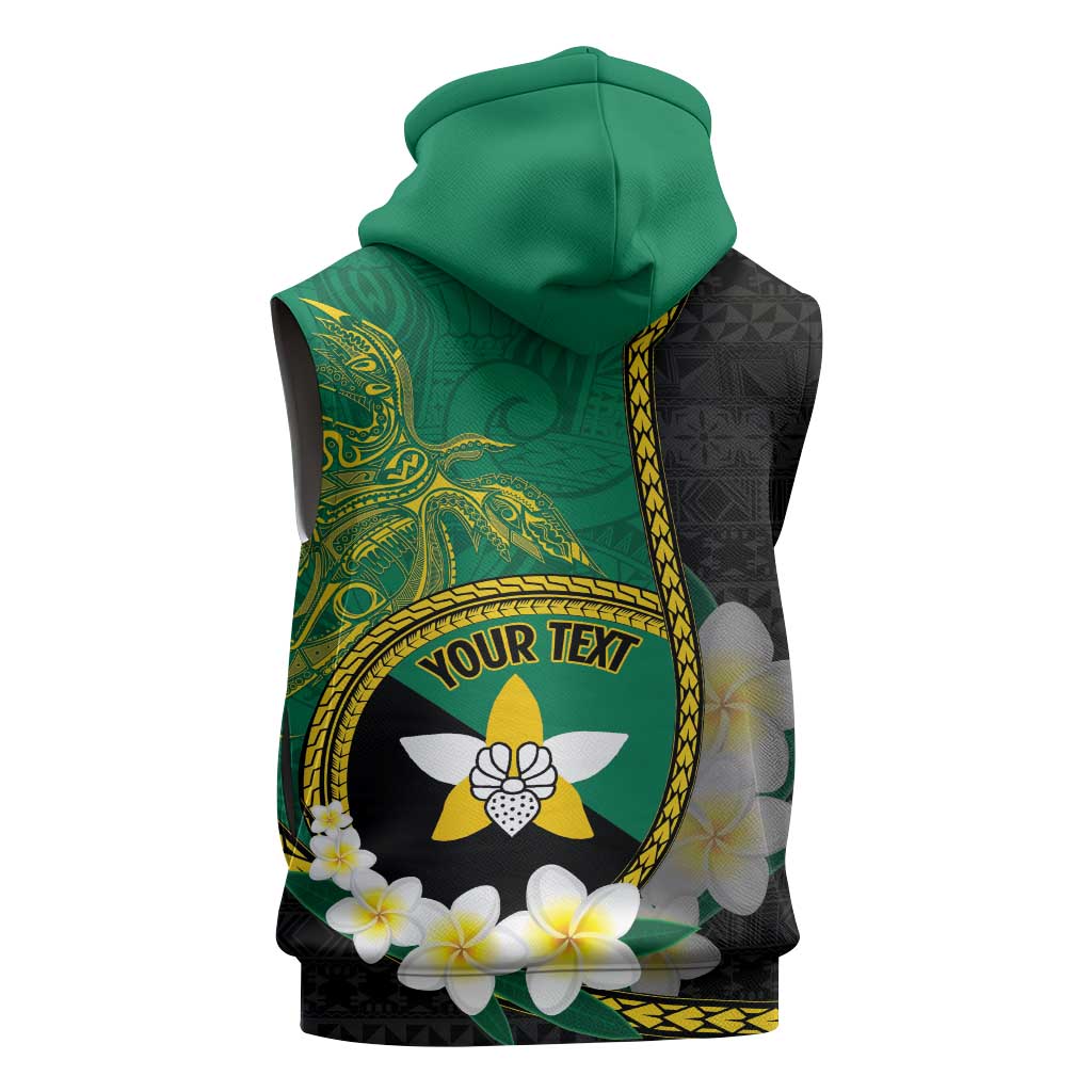 Personalised PNG Enga Provins Sleeveless Hoodie Papua New Guinea Plumeria Melanesian Pattern - Aussie Hoodie