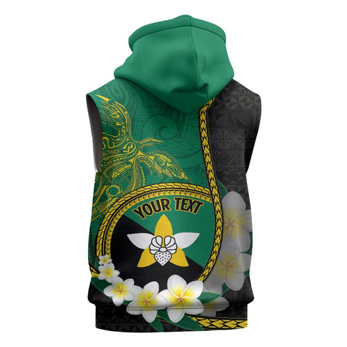 Personalised PNG Enga Provins Sleeveless Hoodie Papua New Guinea Plumeria Melanesian Pattern - Aussie Hoodie