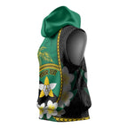 Personalised PNG Enga Provins Sleeveless Hoodie Papua New Guinea Plumeria Melanesian Pattern - Aussie Hoodie