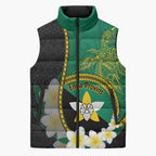 Personalised PNG Enga Provins Sleeveless Puffer Jacket Papua New Guinea Plumeria Melanesian Pattern - Aussie Hoodie
