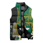 Personalised PNG Enga Provins Sleeveless Puffer Jacket Papua New Guinea Plumeria Melanesian Pattern - Aussie Hoodie