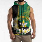 Personalised PNG Enga Provins Sleeveless Zip Hoodie Papua New Guinea Plumeria Melanesian Pattern LT14