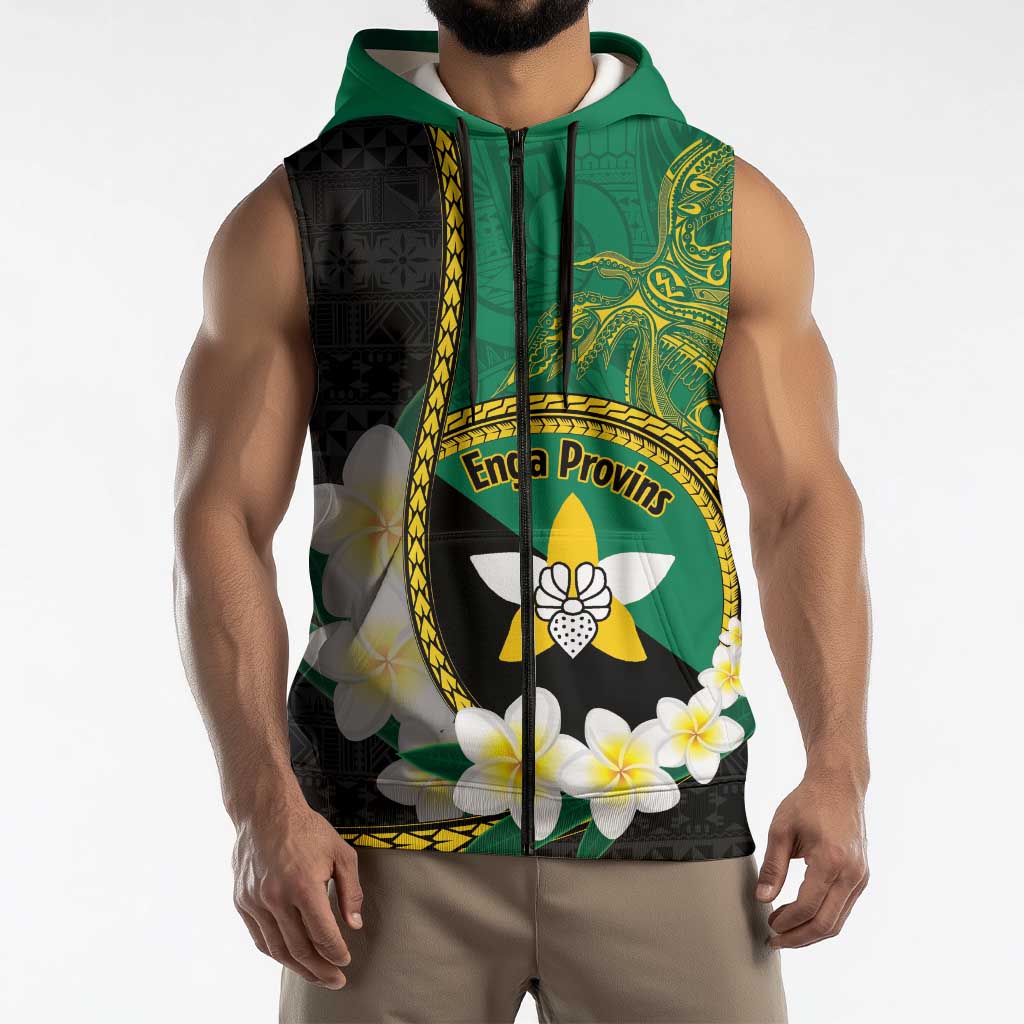 Personalised PNG Enga Provins Sleeveless Zip Hoodie Papua New Guinea Plumeria Melanesian Pattern LT14