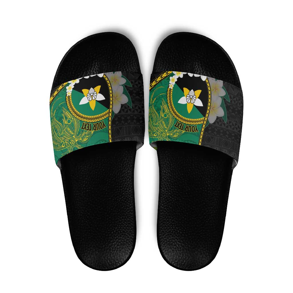 Personalised PNG Enga Provins Slide Sandals Papua New Guinea Plumeria Melanesian Pattern - Aussie Hoodie