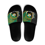 Personalised PNG Enga Provins Slide Sandals Papua New Guinea Plumeria Melanesian Pattern - Aussie Hoodie